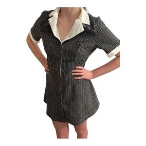 SHEIN School Girl Academia Collared Striped Mini Dress L 8-10